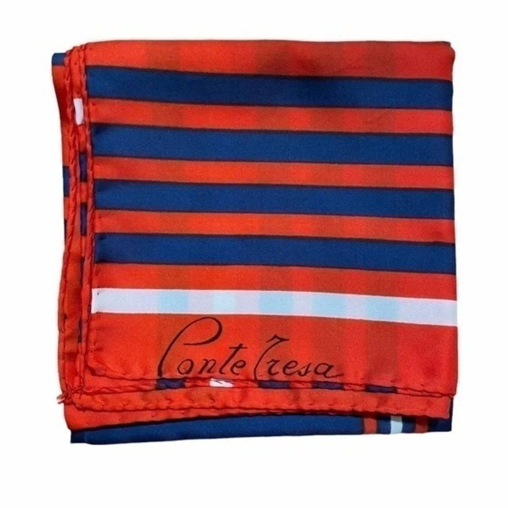Vintage Ponte Tresa Italian Polyester Hand Rolled Square Scarf